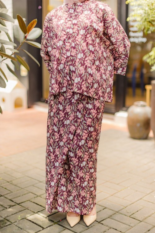 KURUNG DAHLIA DEEP BURGUNDY