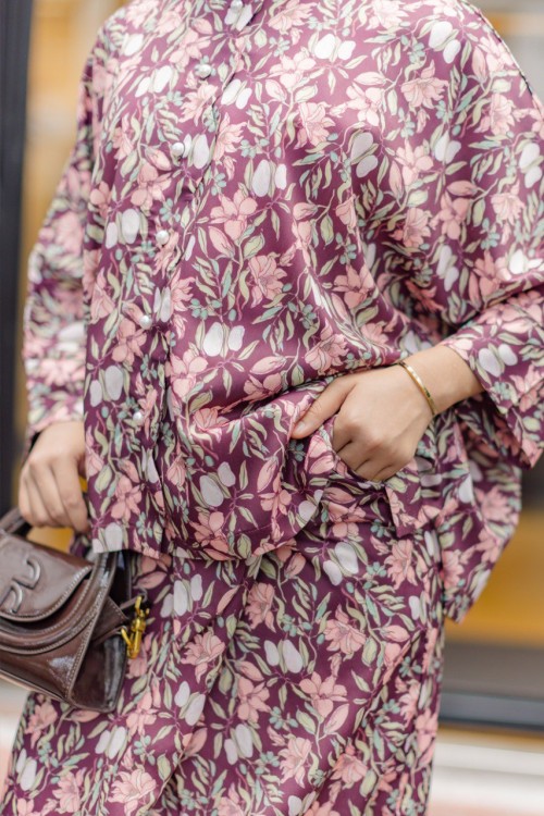 KURUNG DAHLIA DEEP BURGUNDY